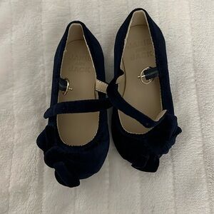 Janie & Jack Navy Blue Velvet Bow Dress Shoes Size 5